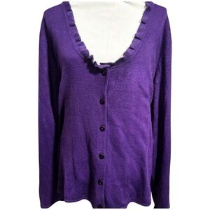 Cato purple cardigan ruffle fringe sweater sz 22/24W (1G - 0024)